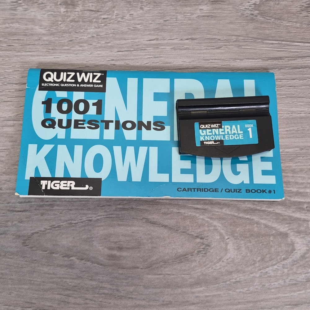 Vtg Tiger Electronic Quiz Wiz 1001 General Knowledge Cartridge & Quiz Book #1